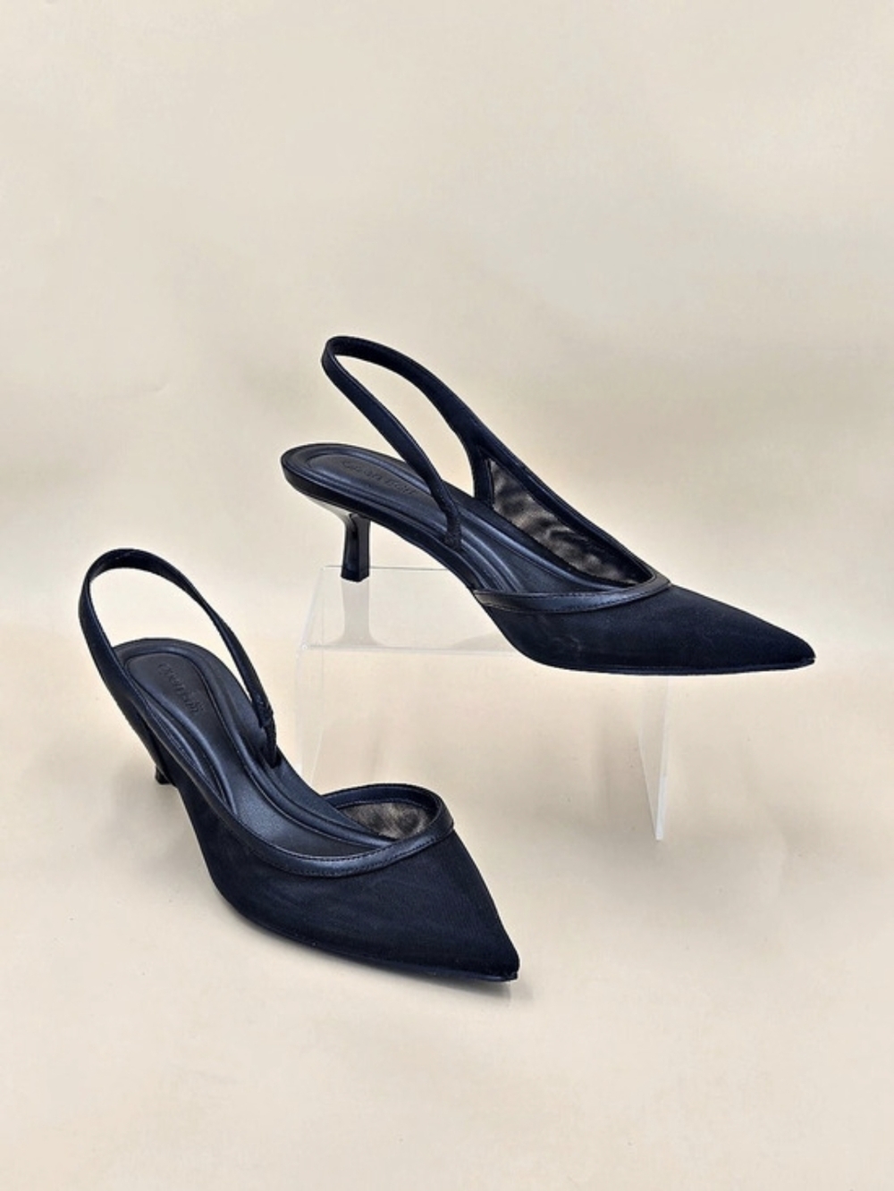 Open Edit Corina Half d'Orsay Black Pointed-toe Kitten Heel Pumps Size 7.5